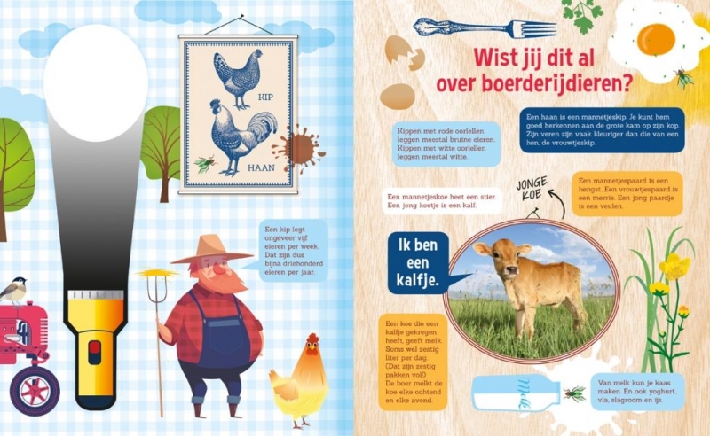 Zaklampboek Kijkboek Leesboek Leerzaam Educatief voorleesboek voor kinderen over de boerderij